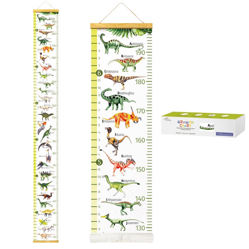 HomeEvolution Kids Growth Chart Height Measuring Chart, Dinosaur Canvas Wall Hanging Rulers for Baby Children Girls Bedroom Decor - Image 1